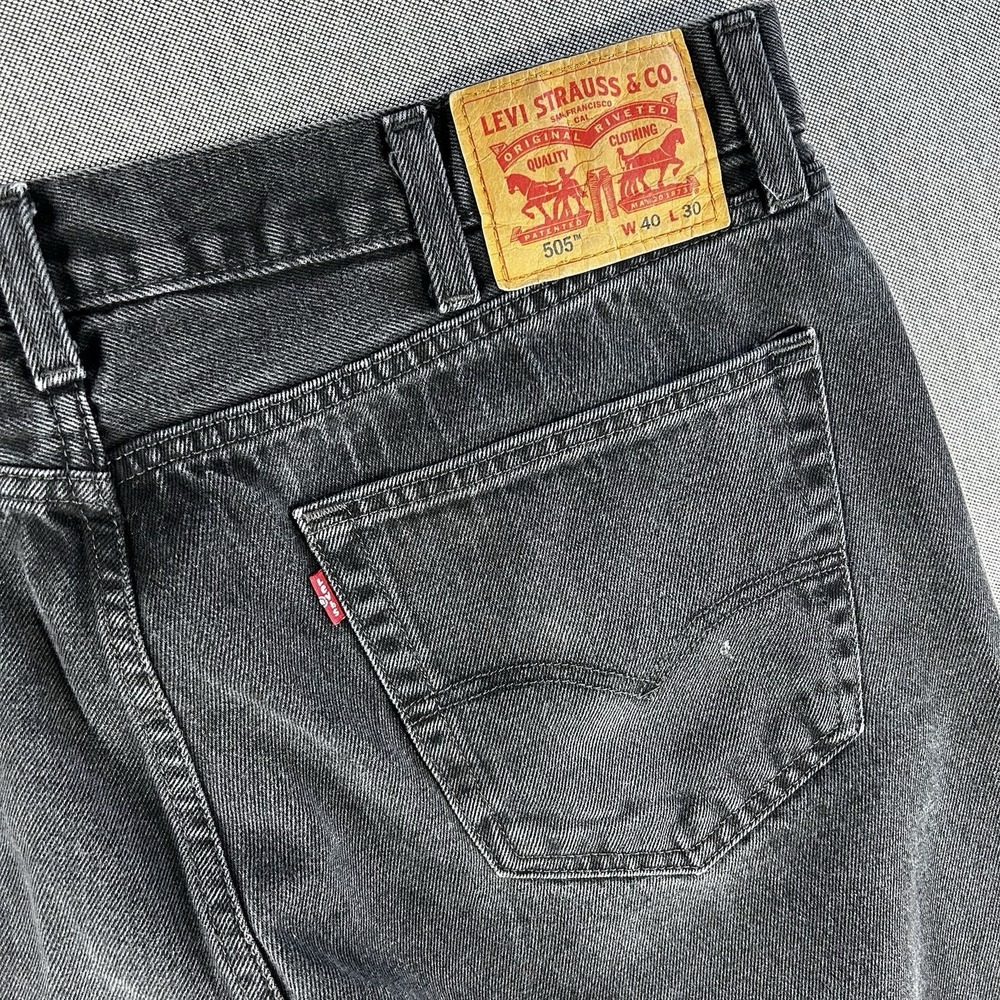 Levi's 505 Mens Regular Fit Black Straight Leg‎ Jeans 39x28 Dadcore Minimalism